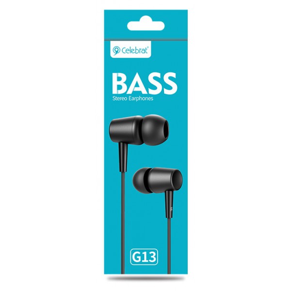 CELEBRAT earphones G13 με μικρόφωνο, 10mm, 3.5mm, 1.2m, μαύρο