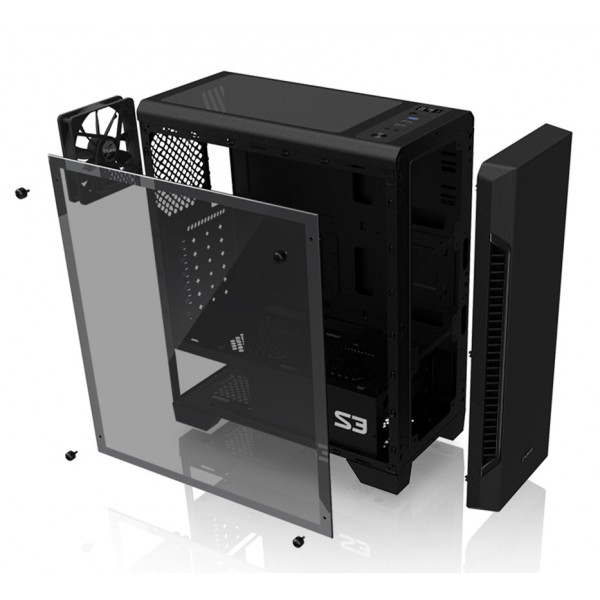 ZALMAN PC case S3, mid tower, 412x189x451mm, 1x fan, διάφανο πλαϊνό ZALMAN PC case S3, mid tower, 412x189x451mm, 1x fan, διάφανο πλαϊνό