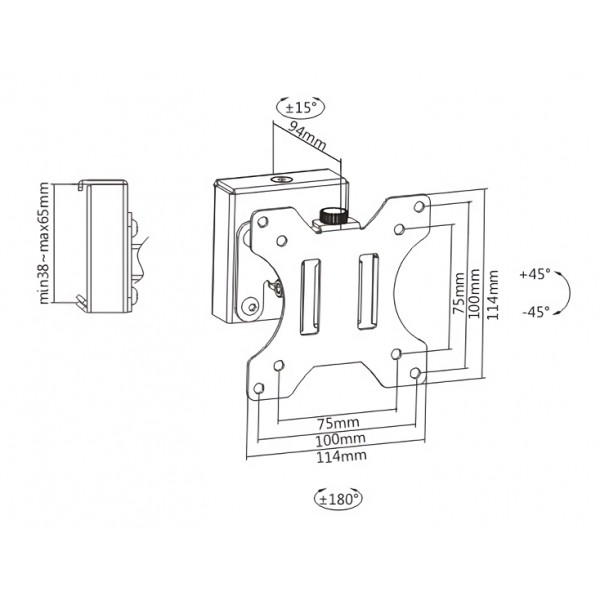 BRATECK pivot βάση οθόνης SW03-7, SW series, 13-27", μαύρη