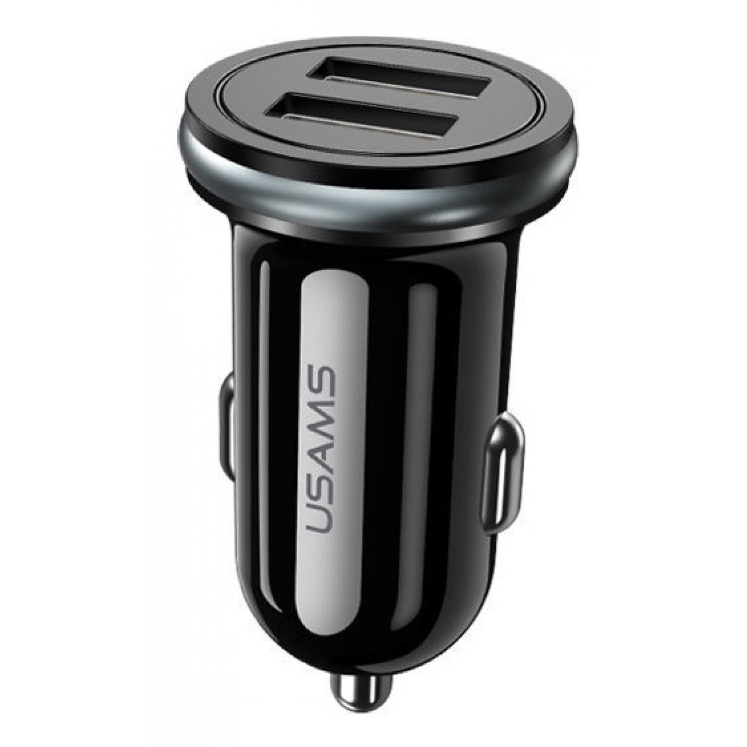 USAMS φορτιστής αυτοκινήτου C4, 2x USB, 4.8A, μεταλλικός, μαύρος