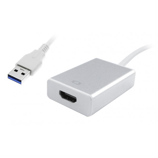 POWERTECH αντάπτορας USB 3.0 σε HDMI PTH-022 με Audio, ασημί POWERTECH αντάπτορας USB 3.0 σε HDMI PTH-022 με Audio, ασημί