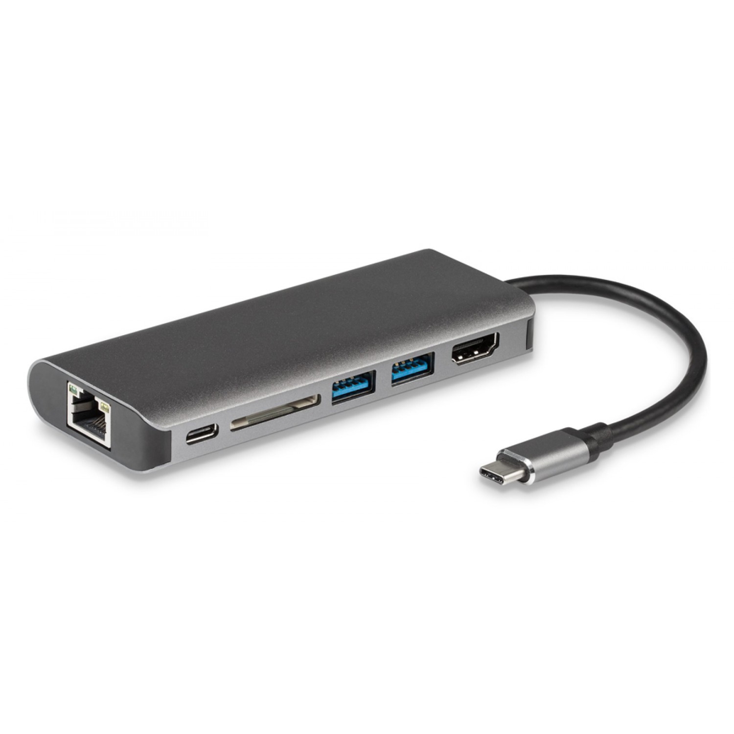 POWERTECH docking station PTH-043, 6 θυρών, USB-C, 100W PD, 4K, ασημί