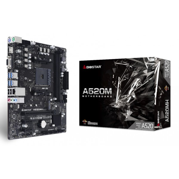 BIOSTAR Μητρική A520MH, 2x DDR4, AM4, USB 3.2, HDMI, mATX, Ver. 6.0 BIOSTAR Μητρική A520MH, 2x DDR4, AM4, USB 3.2, HDMI, mATX, Ver. 6.0