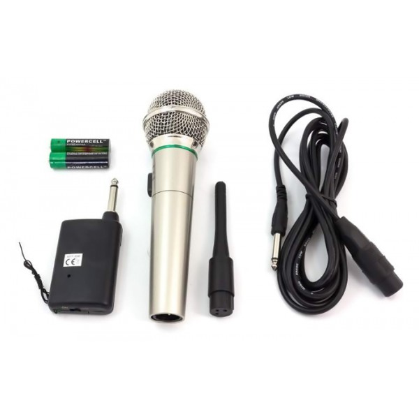 Μικρόφωνο AG100B, ενσύρματο & ασύρματο, δυναμικό, ασημί