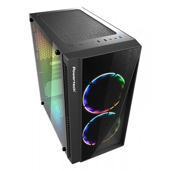 POWERTECH Gaming case PT-839, tempered glass, 3x 120mm fans (2x RGB) POWERTECH Gaming case PT-839, tempered glass, 3x 120mm fans (2x RGB)
