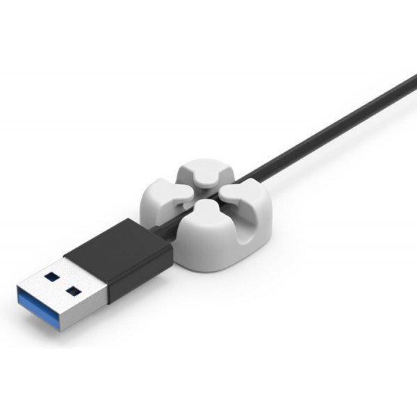 POWERTECH οργανωτής καλωδίων σιλικόνης TIES-029, 2 καλωδίων, λευκό, 5τμχ