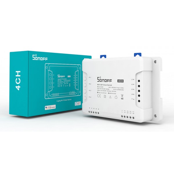 SONOFF Smart Διακόπτης WiFi 4CH R3, 4 θέσεων, 16A, λευκός SONOFF Smart Διακόπτης WiFi 4CH R3, 4 θέσεων, 16A, λευκός