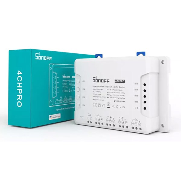 SONOFF Smart Διακόπτης 4CH PRO R3, 4 θέσεων, 40A, RF control, λευκός SONOFF Smart Διακόπτης 4CH PRO R3, 4 θέσεων, 40A, RF control, λευκός