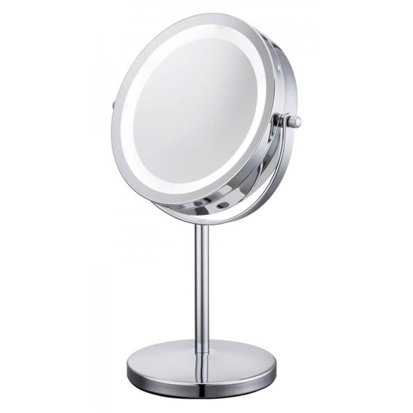 Καθρέφτης δύο όψεων TOOL-0041, με φωτισμό LED, 10x zoom, ασημί