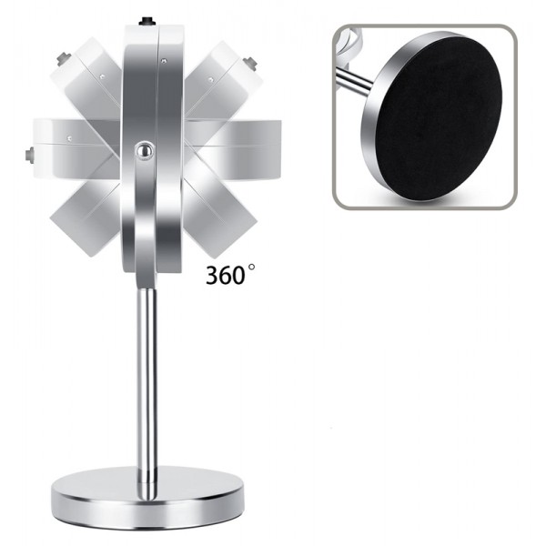 Καθρέφτης δύο όψεων TOOL-0041, με φωτισμό LED, 10x zoom, ασημί