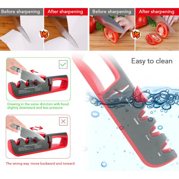 Ακονιστήρι μαχαιριών TOOL-0039, 4 επιπέδων, μαύρο-κόκκινο Ακονιστήρι μαχαιριών TOOL-0039, 4 επιπέδων, μαύρο-κόκκινο