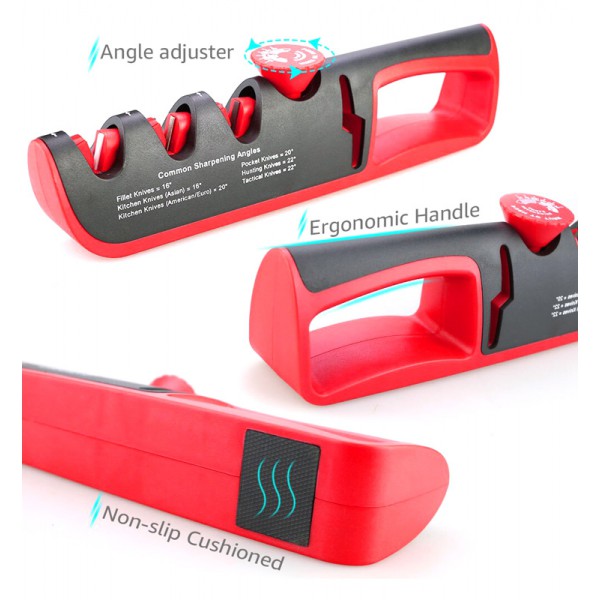 Ακονιστήρι μαχαιριών TOOL-0039, 4 επιπέδων, μαύρο-κόκκινο Ακονιστήρι μαχαιριών TOOL-0039, 4 επιπέδων, μαύρο-κόκκινο