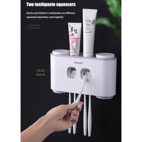 ECOCO Διανεμητής οδοντόκρεμας με βάσεις οδοντόβουρτσας και ποτήρια E1802 ECOCO Διανεμητής οδοντόκρεμας με βάσεις οδοντόβουρτσας και ποτήρια E1802