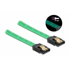 DELOCK Καλώδιο SATA III 7pin 82069 με UV επίστρωση, 6 Gb/s 0.5m, πράσινο