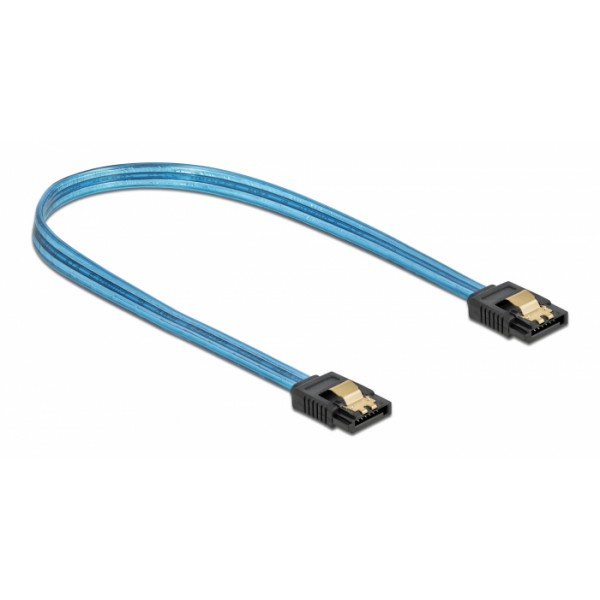 DELOCK Καλώδιο SATA III 7pin 82133 με UV επίστρωση, 6 Gb/s 0.7m, μπλε