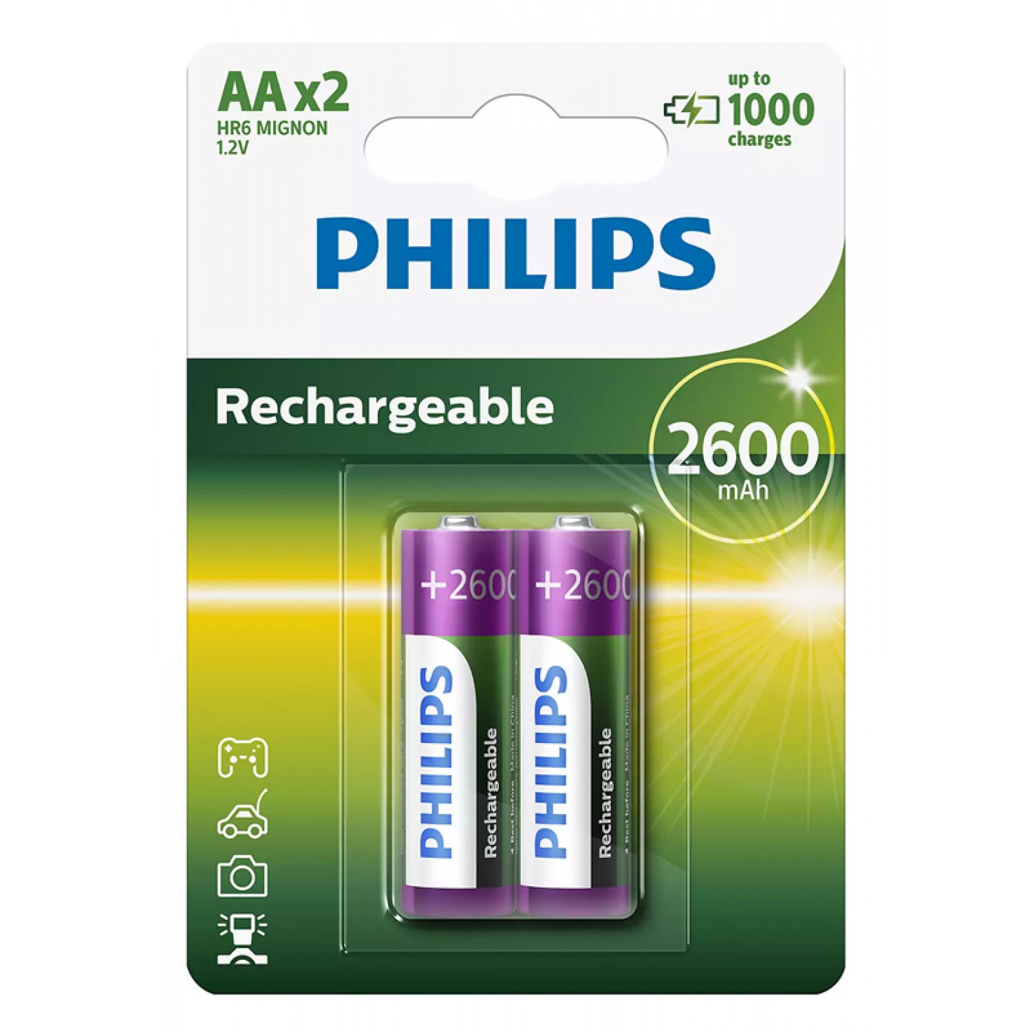 PHILIPS επαναφορτιζόμενη μπαταρία R6B2A260 2600mAh, AA HR6 Mignon, 2τμχ PHILIPS επαναφορτιζόμενη μπαταρία R6B2A260 2600mAh, AA HR6 Mignon, 2τμχ