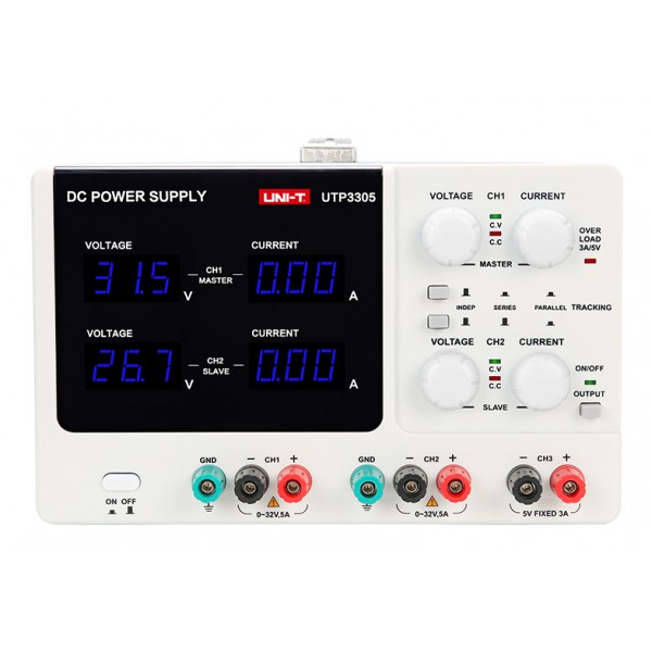 UNI-T DC Power supply UTP3305, 3 καναλιών, 2x 0~32V/5A, 1x 5V/3A