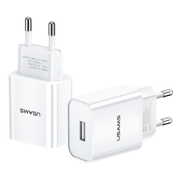 USAMS φορτιστής τοίχου T18, 1x USB, 2.1A, λευκός USAMS φορτιστής τοίχου T18, 1x USB, 2.1A, λευκός
