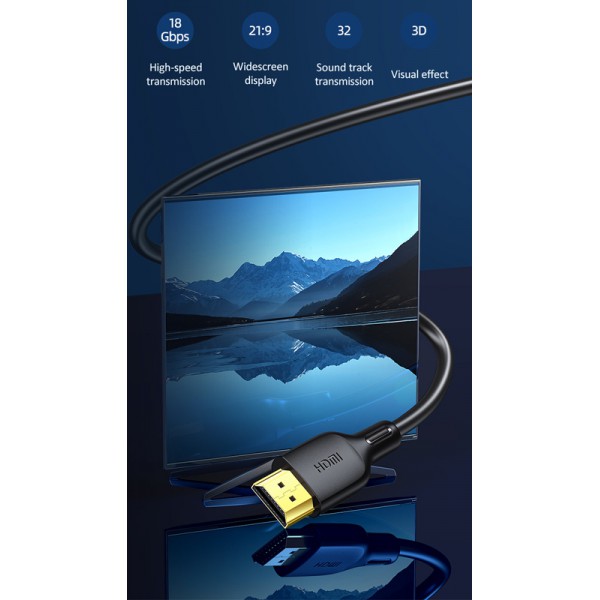 USAMS καλώδιο HDMI 2.0 U49, 4K 3D, 18Gbps, μαύρο, 3m