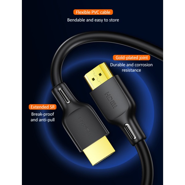 USAMS καλώδιο HDMI 2.0 U49, 4K 3D, 18Gbps, μαύρο, 3m