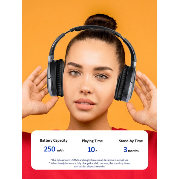 USAMS bluetooth headphones US-YN001, wireless & wired, 40mm, μαύρα USAMS bluetooth headphones US-YN001, wireless & wired, 40mm, μαύρα