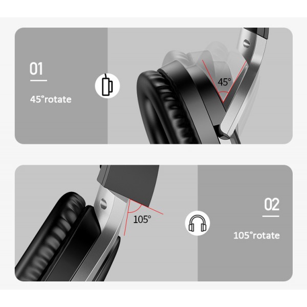 USAMS bluetooth headphones US-YN001, wireless & wired, 40mm, μαύρα USAMS bluetooth headphones US-YN001, wireless & wired, 40mm, μαύρα