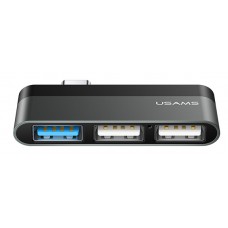 USAMS USB Type-C hub SJ461, 1x USB 3.0, 2x USB 2.0, γκρι