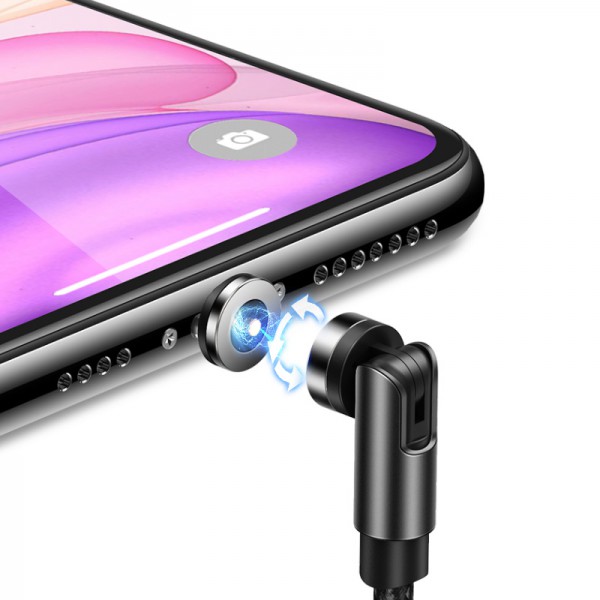 USAMS Καλώδιο USB σε Micro USB U59, μαγνητικό, περιστρεφόμενο, 1m, μαύρο