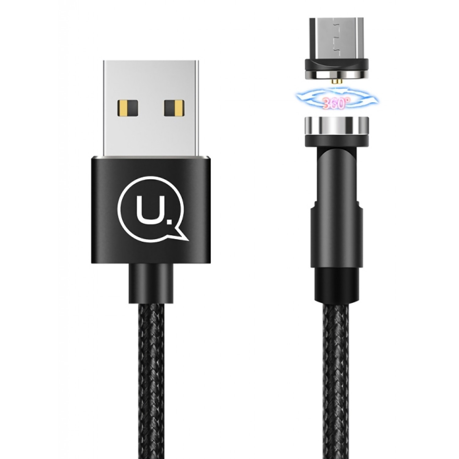 USAMS Καλώδιο USB σε Micro USB U59, μαγνητικό, περιστρεφόμενο, 1m, μαύρο