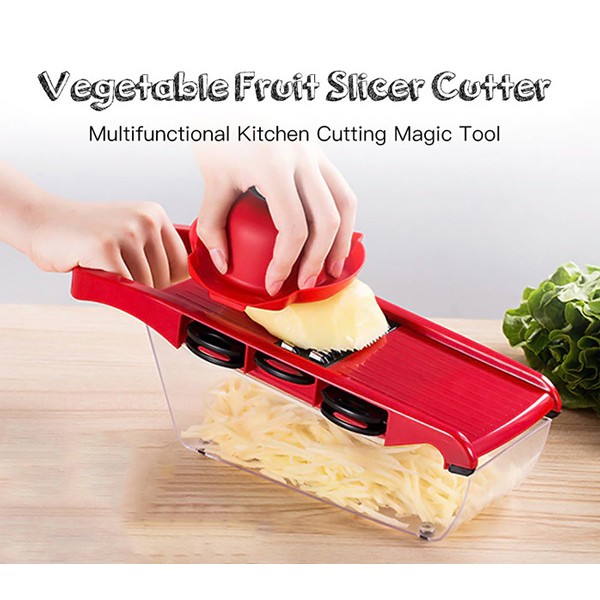 Πολυκόφτης λαχανικών TOOL-0052 με δοχείο, 6 εξαρτήματα κοπής, κόκκινο