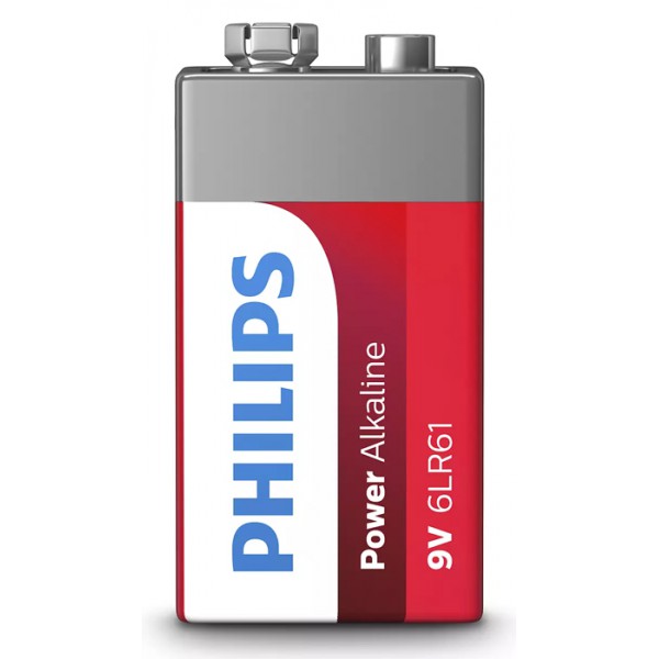 PHILIPS Power αλκαλικές μπαταρίες 6LR61P1B/10, 6LR61 9V, 1τμχ PHILIPS Power αλκαλικές μπαταρίες 6LR61P1B/10, 6LR61 9V, 1τμχ