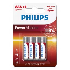 PHILIPS Power αλκαλικές μπαταρίες LR03P4B/5, AAA LR03 1.5V, 4τμχ