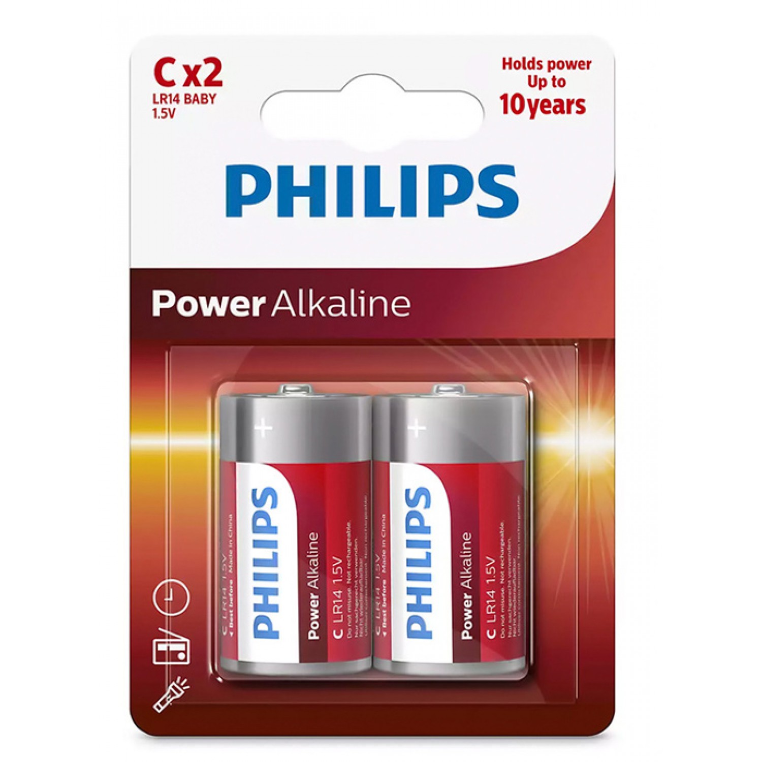 PHILIPS Power αλκαλικές μπαταρίες LR14P2B/05, Baby C LR14 1.5V, 2τμχ PHILIPS Power αλκαλικές μπαταρίες LR14P2B/05, Baby C LR14 1.5V, 2τμχ