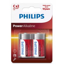 PHILIPS Power αλκαλικές μπαταρίες LR14P2B/05, Baby C LR14 1.5V, 2τμχ