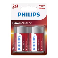 PHILIPS Power αλκαλικές μπαταρίες LR20P2B/10, Mono D LR20 1.5V, 2τμχ
