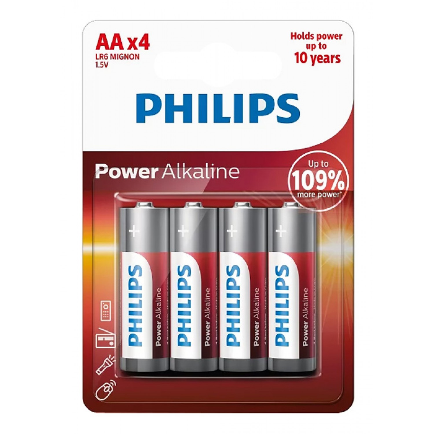 PHILIPS Power αλκαλικές μπαταρίες LR6P4B/10, AA LR6 1.5V, 4τμχ PHILIPS Power αλκαλικές μπαταρίες LR6P4B/10, AA LR6 1.5V, 4τμχ