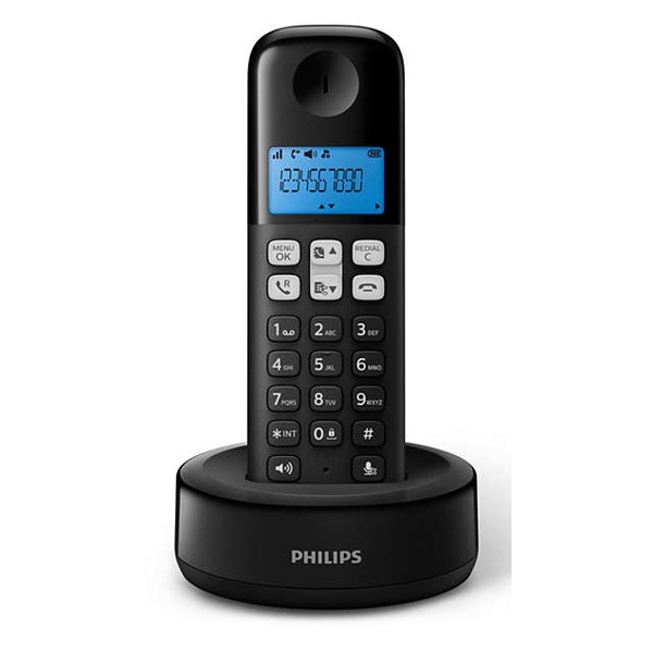 PHILIPS ασύρματο τηλέφωνο D1611B/34, με ελληνικό μενού, μαύρο PHILIPS ασύρματο τηλέφωνο D1611B/34, με ελληνικό μενού, μαύρο