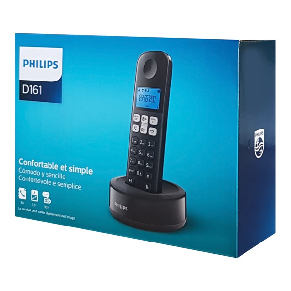 PHILIPS ασύρματο τηλέφωνο D1611B/34, με ελληνικό μενού, μαύρο PHILIPS ασύρματο τηλέφωνο D1611B/34, με ελληνικό μενού, μαύρο