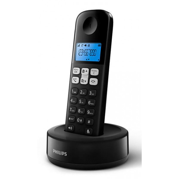 PHILIPS ασύρματο τηλέφωνο D1611B/34, με ελληνικό μενού, μαύρο PHILIPS ασύρματο τηλέφωνο D1611B/34, με ελληνικό μενού, μαύρο