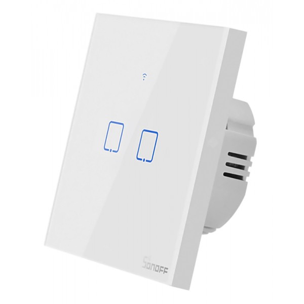 SONOFF smart διακόπτης ΤΧ-T2EU2C, αφής, Wi-Fi, διπλός, λευκός SONOFF smart διακόπτης ΤΧ-T2EU2C, αφής, Wi-Fi, διπλός, λευκός