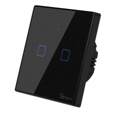 SONOFF smart διακόπτης ΤΧ-T3EU2C, αφής, Wi-Fi, διπλός, μαύρος