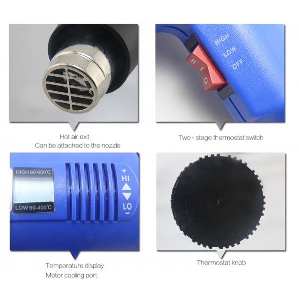 BEST Πιστόλι θερμού αέρα BST-8016D, LCD, 1600W, μπλε BEST Πιστόλι θερμού αέρα BST-8016D, LCD, 1600W, μπλε