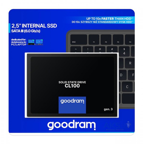 GOODRAM SSD CL100 Gen.3 120GB, 2.5", SATA III, 500-360MB/s, 3D TLC NAND GOODRAM SSD CL100 Gen.3 120GB, 2.5", SATA III, 500-360MB/s, 3D TLC NAND