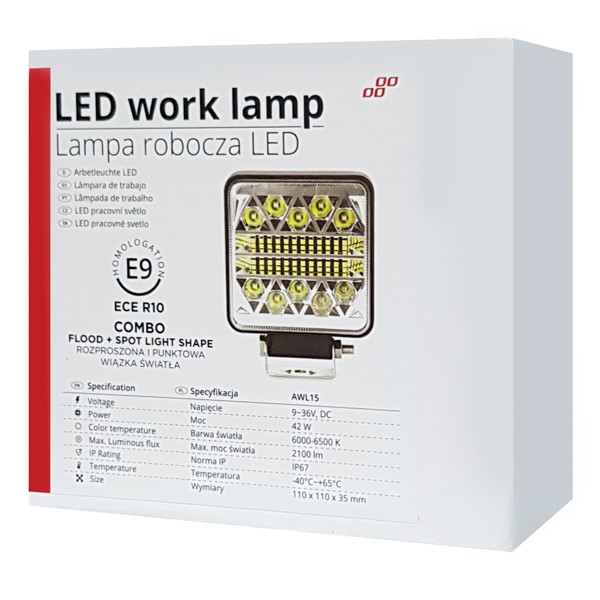 AMIO LED προβολέας AWL15, τετράγωνος, 2100lm, IP67, 42W, 9-36V