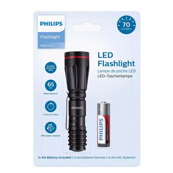 PHILIPS φορητός φακός LED SFL1000P-10, 1000 series, 70lm, μαύρος PHILIPS φορητός φακός LED SFL1000P-10, 1000 series, 70lm, μαύρος