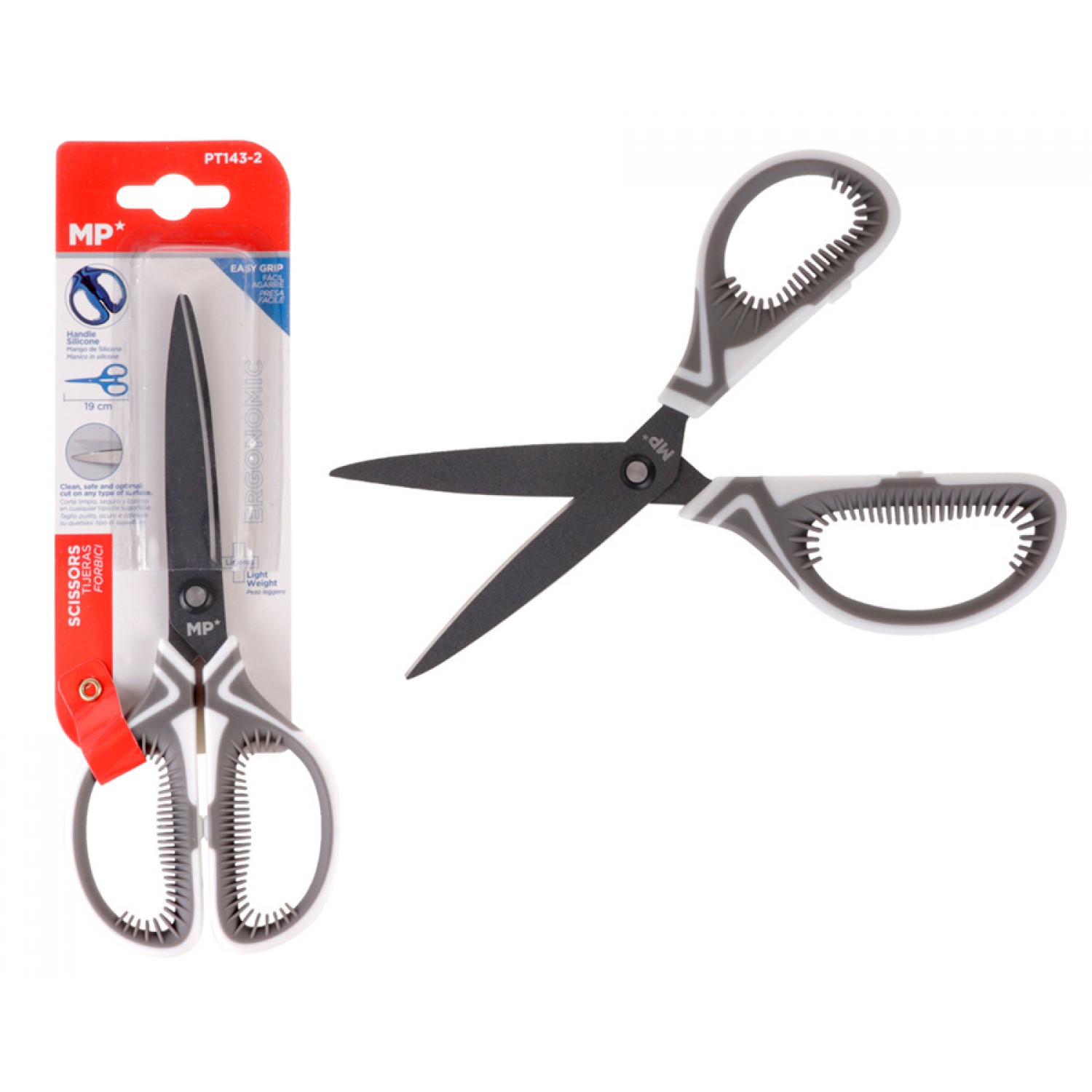 MP ψαλίδι χαρτιού PT143-2, μεταλλική λεπίδα, 19cm, λευκό-γκρι