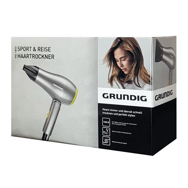 GRUNDIG σεσουάρ μαλλιών HD 1800, 1200W, αναδιπλούμενο, γκρι GRUNDIG σεσουάρ μαλλιών HD 1800, 1200W, αναδιπλούμενο, γκρι