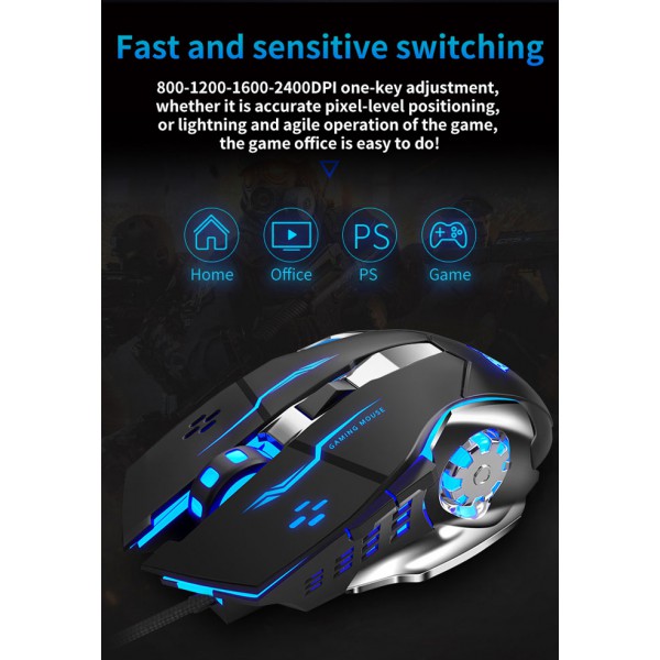 AULA ενσύρματο gaming ποντίκι Mountain S20, 2400DPI, 6 πλήκτρα, μαύρο AULA ενσύρματο gaming ποντίκι Mountain S20, 2400DPI, 6 πλήκτρα, μαύρο