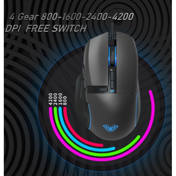 AULA ενσύρματο gaming ποντίκι Wind F808, 4200DPI, 10 πλήκτρα, RGB, μαύρο AULA ενσύρματο gaming ποντίκι Wind F808, 4200DPI, 10 πλήκτρα, RGB, μαύρο
