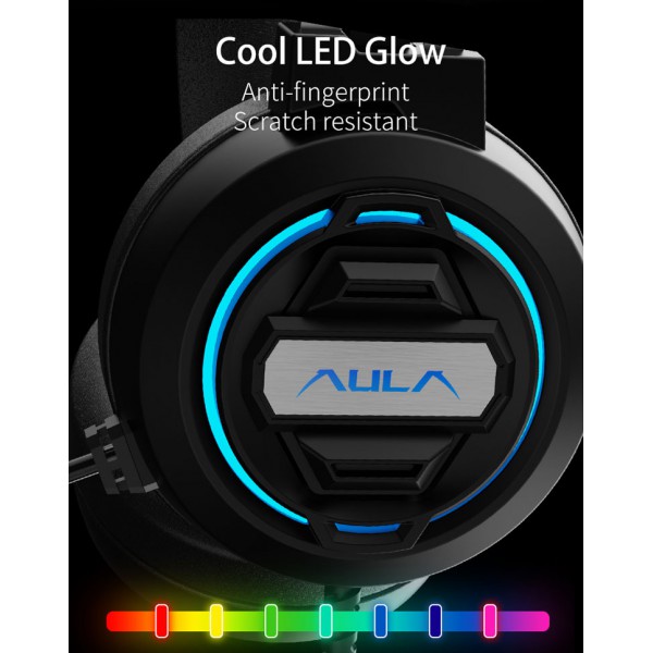 AULA gaming headset Mountain S603, RGB, 2x 3.5mm, 50mm, μαύρο AULA gaming headset Mountain S603, RGB, 2x 3.5mm, 50mm, μαύρο